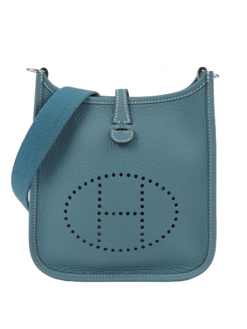 Hermes Evelyne TPM New Blue Jean Silver Taurillon Shoulder Bag